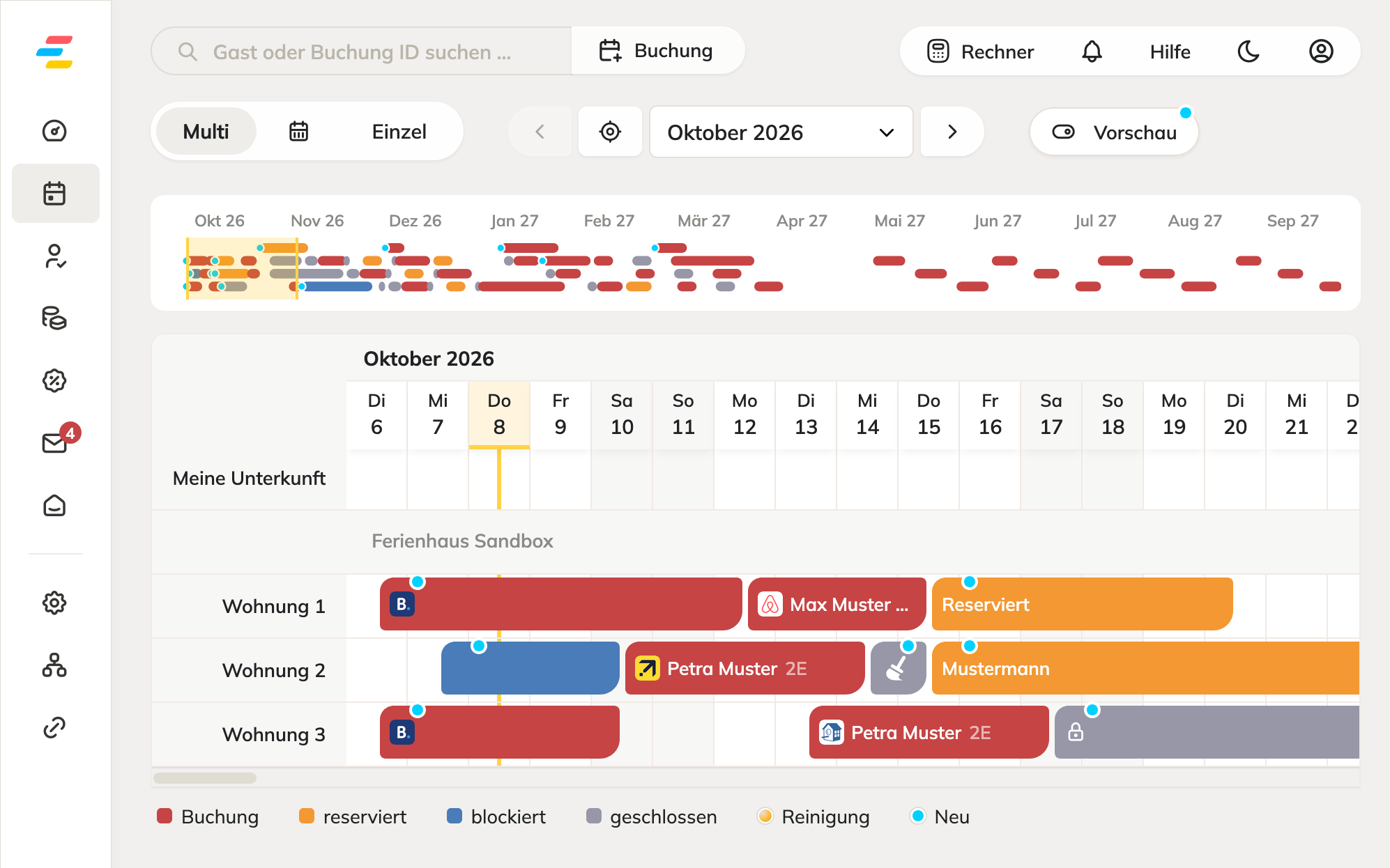 Belegungskalender Vorschau